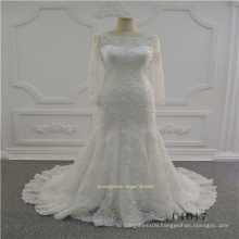 Long Sleeve Ivory Muslim Lace Wedding Dress